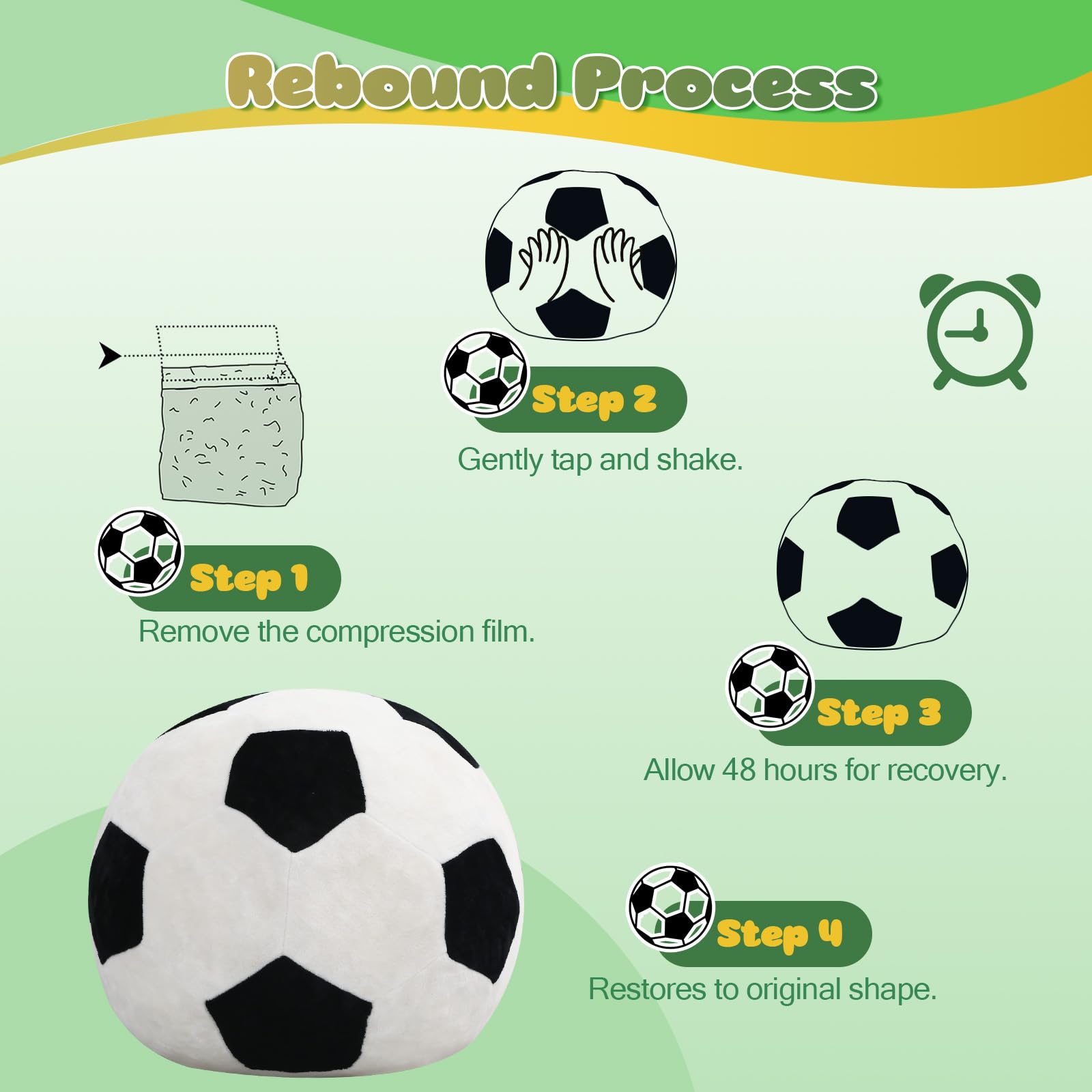 MeMoreCool Puf de fútbol para niños, asiento de sofá con relleno incluido, para niños y niñas, para leer y jugar, sofá suave para dormitorio y sala de juegos, 65 x 65 cm