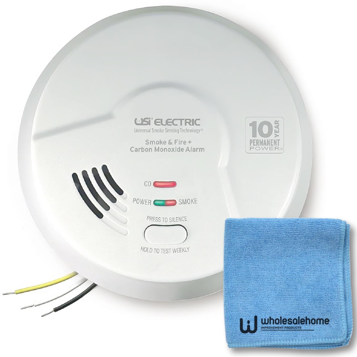 Universal Security Instruments Hardwired Smoke and Carbon Monoxide Detector, MIC1509S Combination Smoke Detector with 10-Year Battery Backup, Wholesalehome Cloth Included