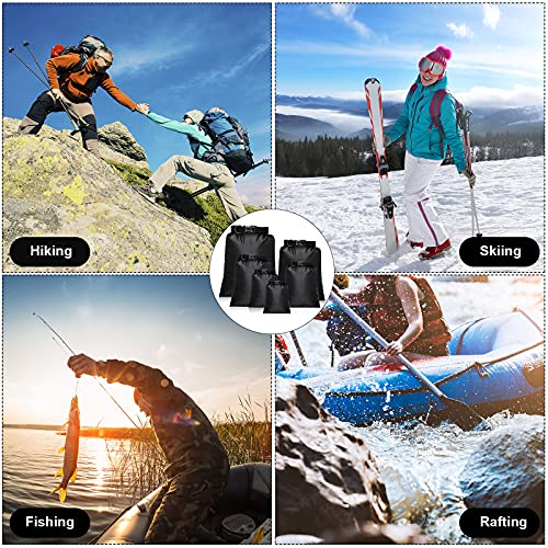 Shappy Set de 6 Bolsas Secas Impermeables Set Combinado Ligero con Sacos de 15 L, 8 L, 5 L, 4 L, 3 L, 2 L y 2 Correas de Hombro Larga Ajustable para Kayak, Rafting, Canotaje (Negro) - imagen 7