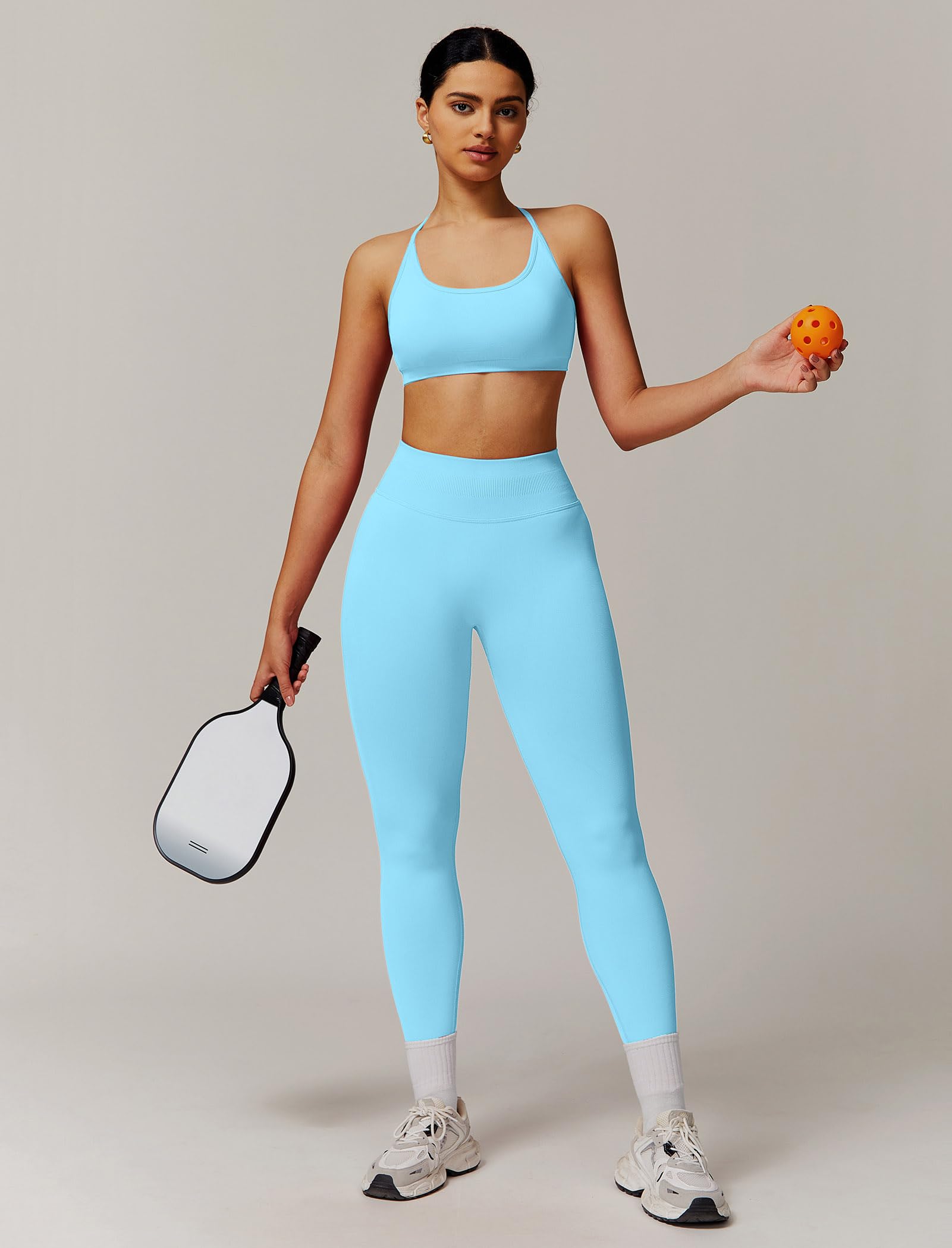 IMEKIS Conjunto de gimnasio de 2 piezas para mujer, yoga, deporte, crossback, sujetador deportivo con cintura alta, pantalones de fitness, ropa de entrenamiento, traje deportivo para correr, pilates