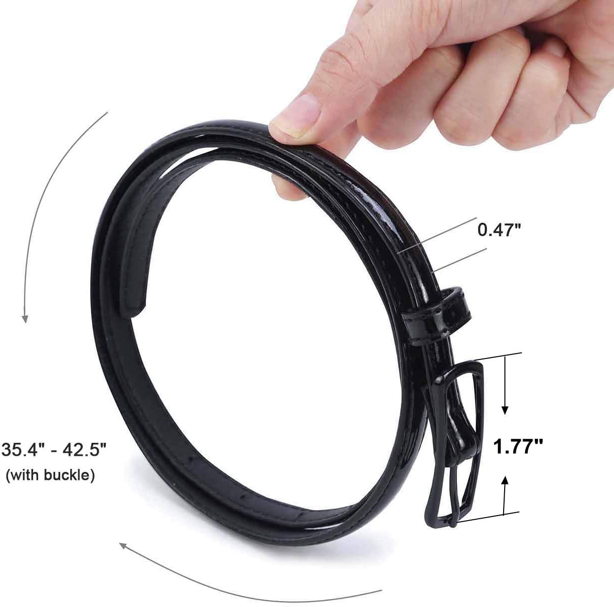 Selighting Women's Solid Color Faux Leather Skinny Belts for Dresses (One Size, Black)