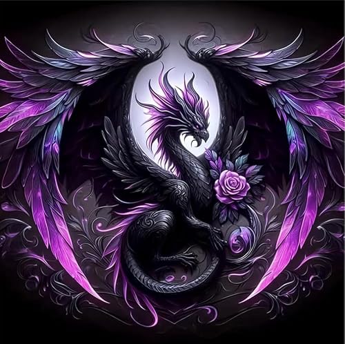 NAHUIGOOD Beginners Cross Stitch kit,Roses and Dragons 11CT40x50cm,11CT Cross Stitch for Creative Home Décor,Needlework Kit for Adult Beginners,