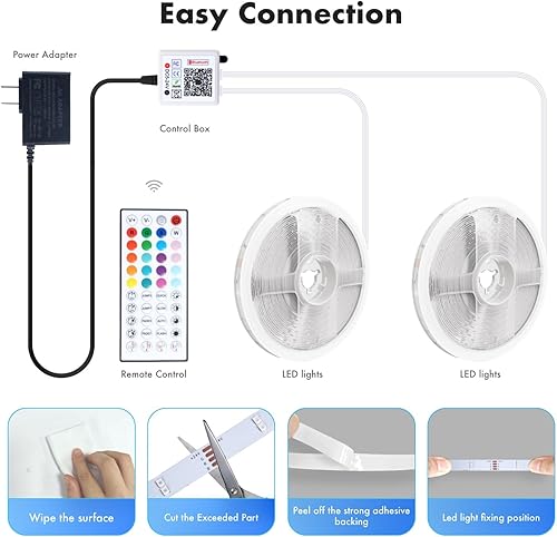 Miniatura 7 de Luces LED para dormitorio, 2025 de doble fila de 100 pies, 960 LED, tira de luces RGB RGB con sincronización de música, luces LED que cambian de
