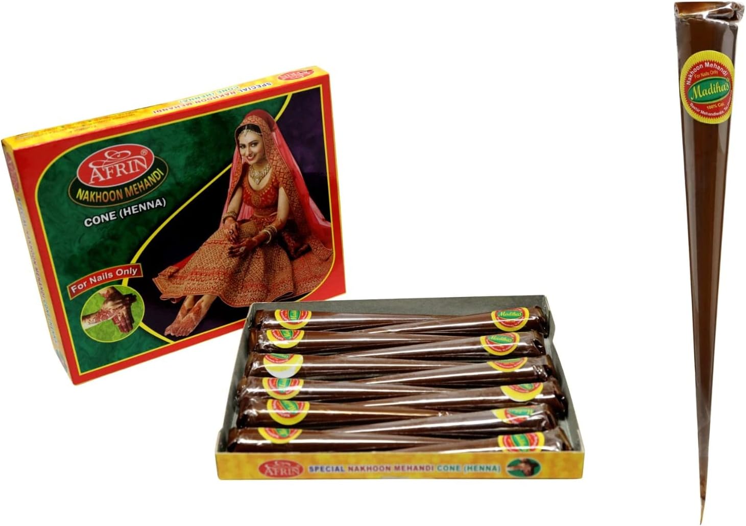 AFRIN Premium Henna Nails Cone (Big) (14g X 24)