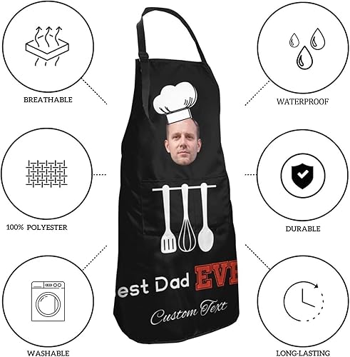 Miniatura 28 de Delantal personalizado para hombres y mujeres, delantal ajustable unisex con bolsillos, delantales personalizados para cocinero y chef Cocina
