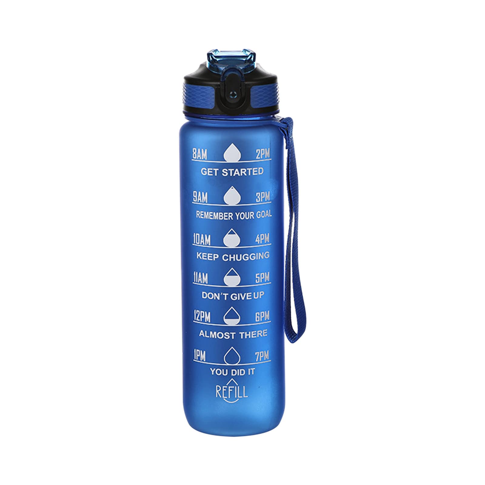 Lovskoo 32 Oz Motivational Bottle with Time Marker, BPA Free, Leakproof, Wide Mouth, Fast Water Flow, Blue, Sports & Outdoors Travel Bottle