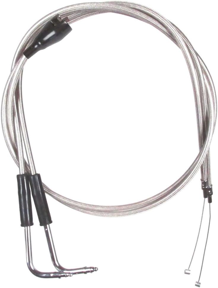 Stainless Braided +4" Throttle Cable Set for 2002-2007 Harley Road King FLHRI, FLHRC & FLHRCI models with Cruise Control - HC-66-0346-0371-RKC