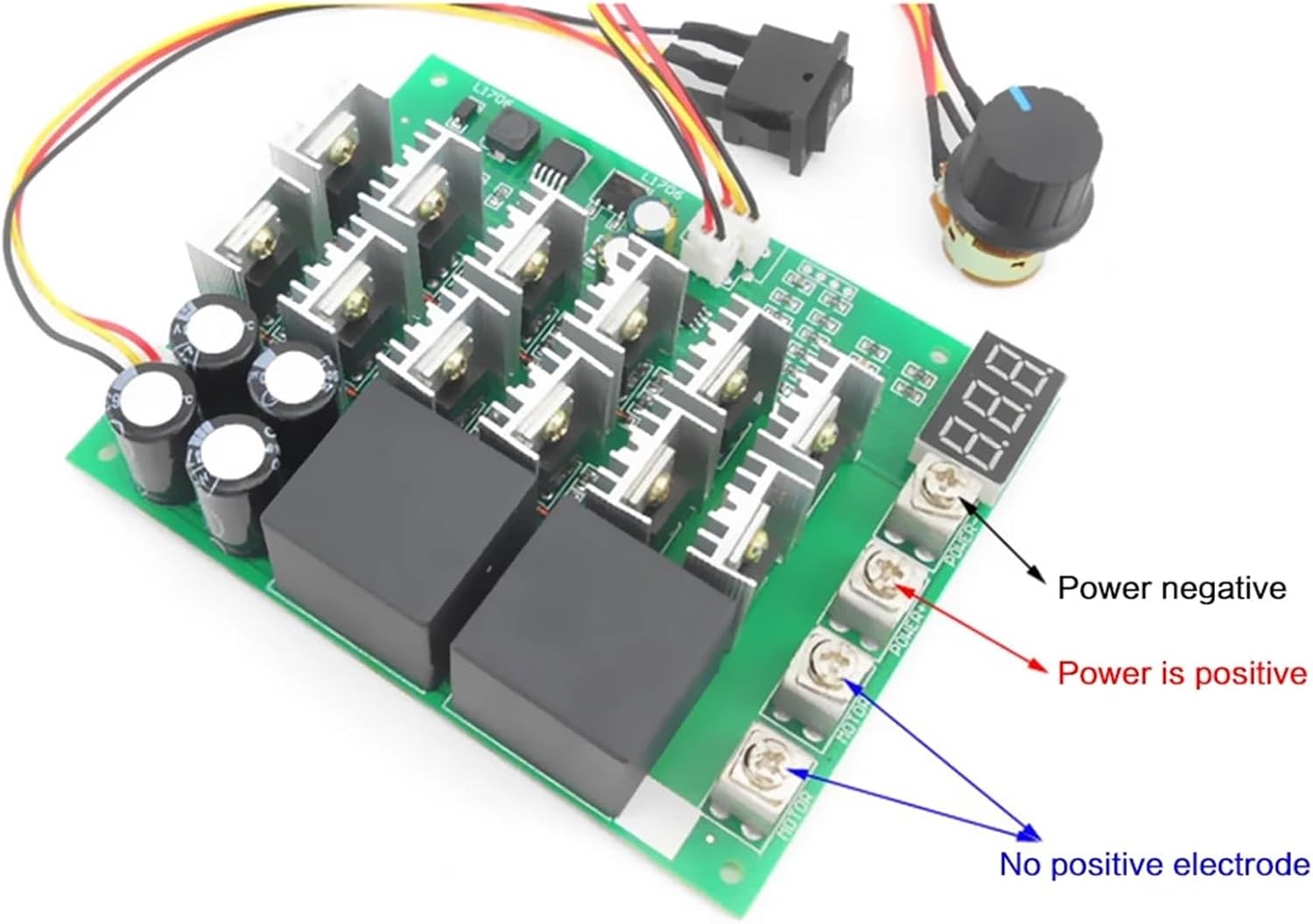 60A 10-55V Digital Display PWM Speed Controller Module Forward Reversal 0~ Adjustable Motor