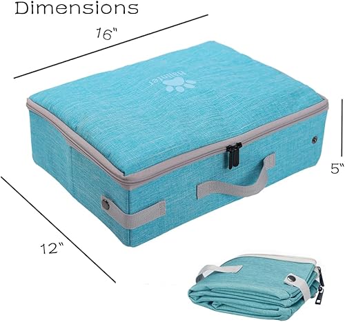 Miniatura 8 de Caja de arena portátil de viaje para gatos con tapa, caja de arena plegable para automóvil, gato, impermeable y fácil de limpiar (gris plumas, caja