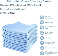 Vista 2 de Paños de limpieza de detalles de vidrio de microfibra, paquete de 10 (12 x 12 pulgadas), sin rayas, sin pelusas, limpia rápidamente ventanas