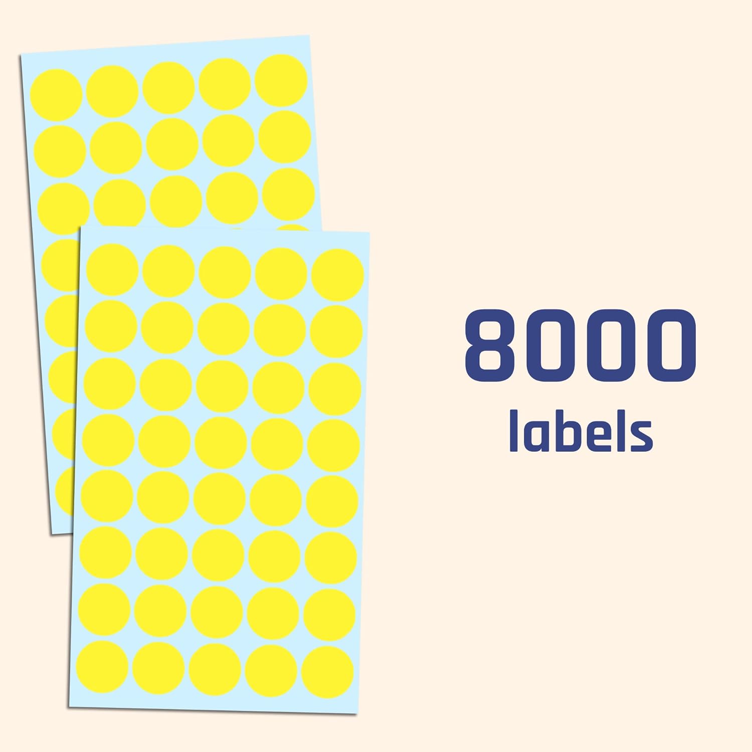 TownStix 8000 Pack, 3/4" Round Dot Stickers Circle Labels - Yellow