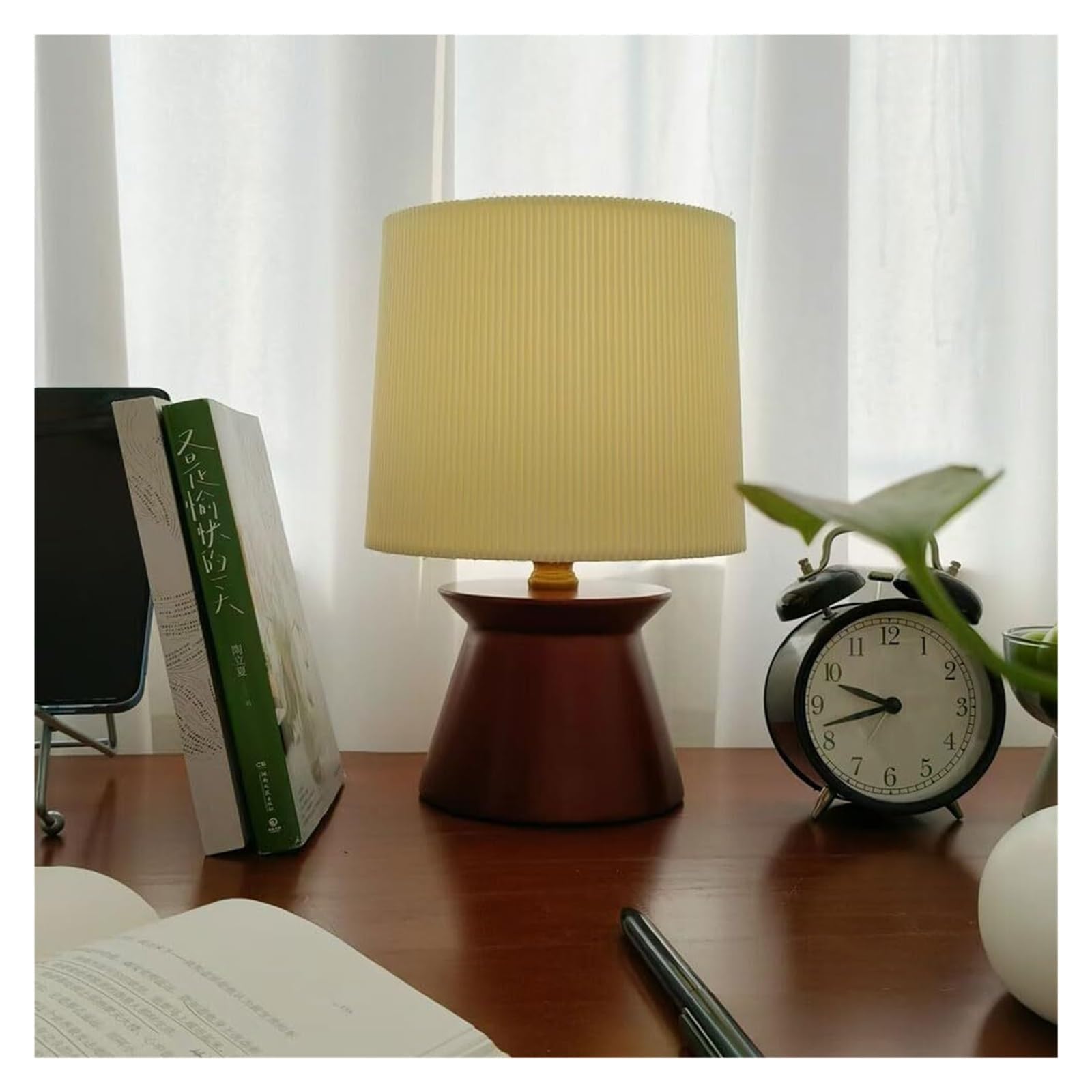Lampada da comodino cinese vintage con base in legno, lampada da scrivania moderna in stile fattoria francese, apparecchio lampada da scrivania