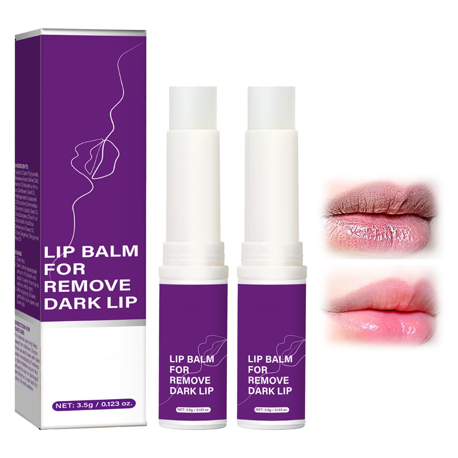 2PC Lip Lightening for Dark Lips, Deep Moisturization Lip Balm,Natural Ingredients Lip Balm for Dry Cracked Lips,Long Lasting Smooth Lip Repair,Lip Salve for All Skin Types