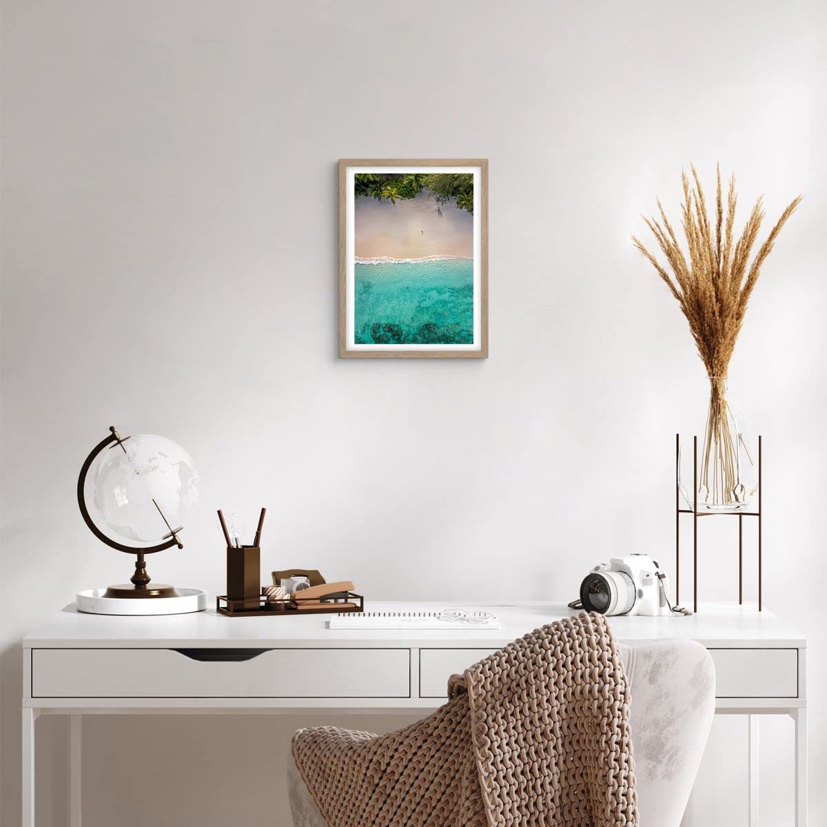 Poster da Parete Playa Trópico Borde Póster Marco Roble Claro 30x40cm Moderno Cuadros Decorativo Decoracion Salon Dormitorio Cocina Cuadros Pared Imágenes Wall Art Prints Decor - P2NPA30x40-5000