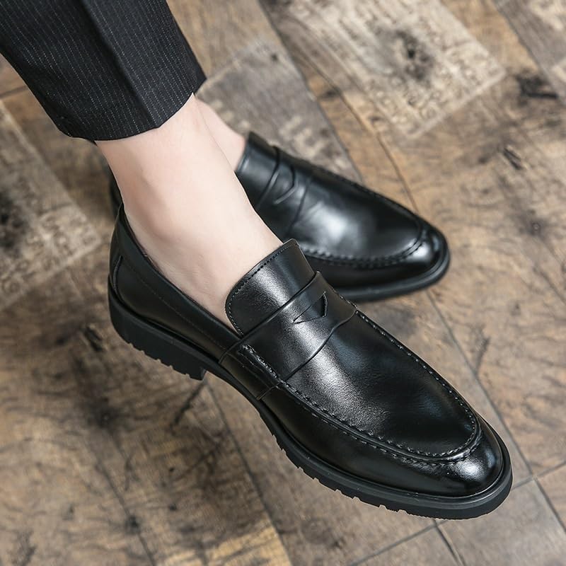 Mens Formal Shoes Dress Oxford Classic Business Party Wedding Low Top Casual Slip On Casual Burnished Leather Breathable2