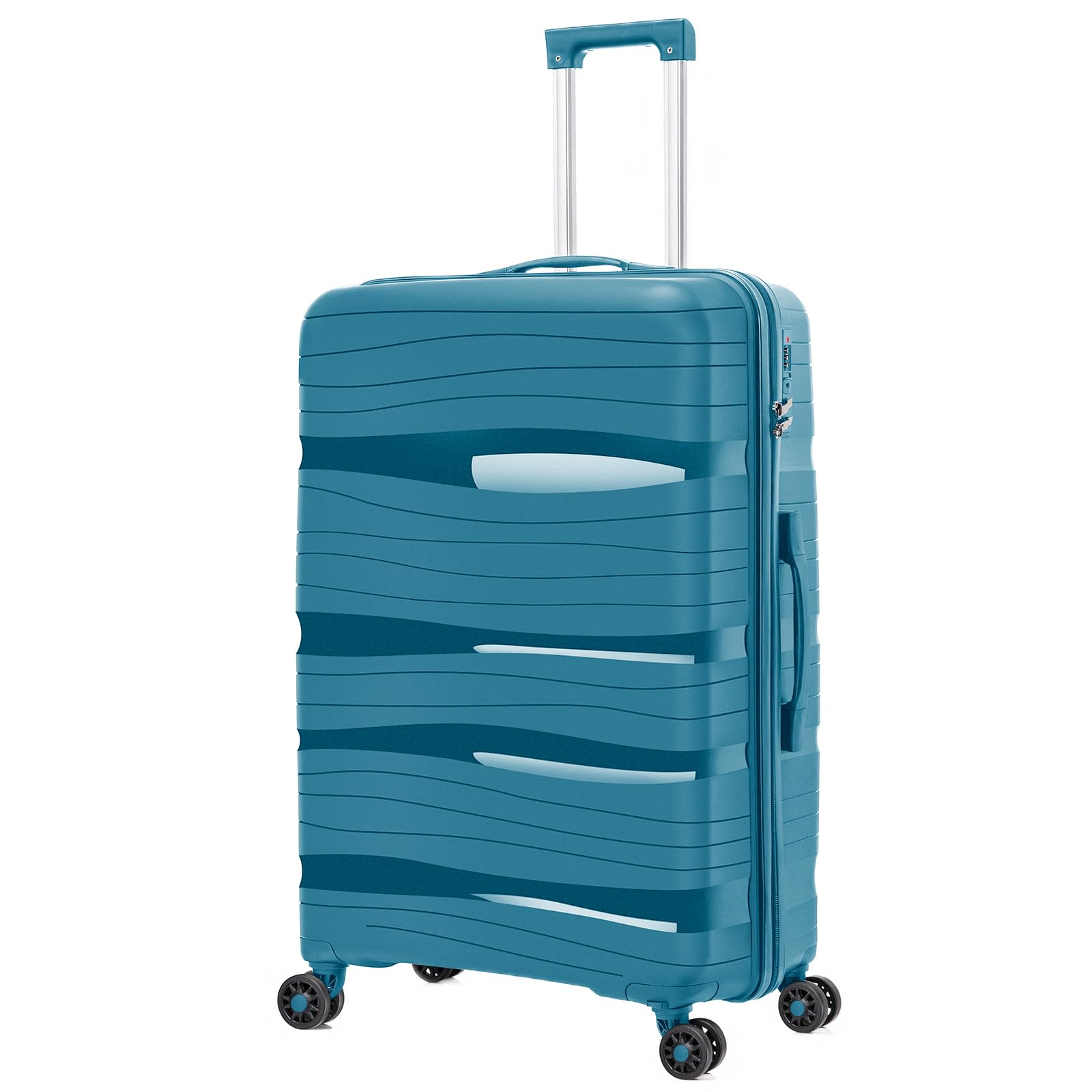 Maletas de Viaje Grandes - Maleta de Polipropileno con 4 Ruedas Giratorias y Cierre de Combinación - Maleta Grandes Prácticas y Ligeras 75x50x32cm, 105L (Azul)