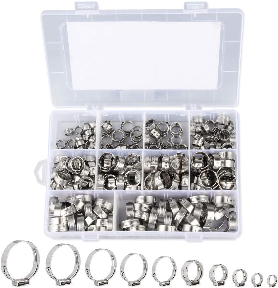 Jeboler Einohrschellen Set 10 Stück 8.8-10.5mm - Edelstahl 304 Schlauchklemmen Verstellbar
