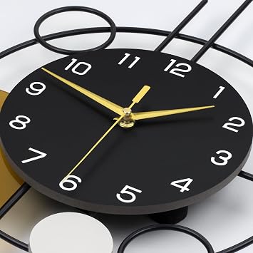 Large Wall Clock Decorative Pendulum Wall Clock Battery Operated | Analog Silent Quartz Black Modern Clock for Living Room,Bedroom,Kitchen,Dining Room,Office,School,Home Decor,12.9x22.8 inch