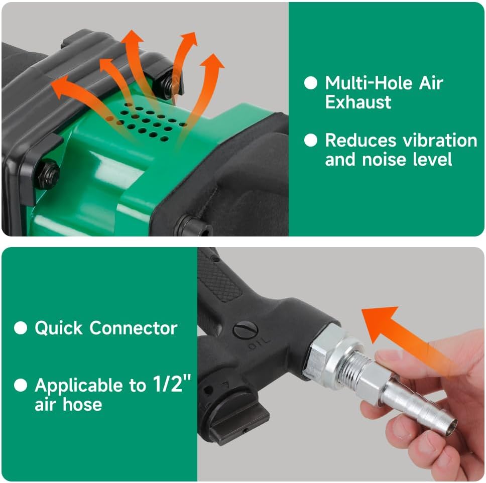 Hoteche 1-Inch Air Impact Wrench Kit, 2211 ft-lbs Heavy Duty Pneumatic Impact Gun, Twin Hammer Mechanism, Truck Tire Tool with Sockets for Semi-Truck, RV, and Industrial Use