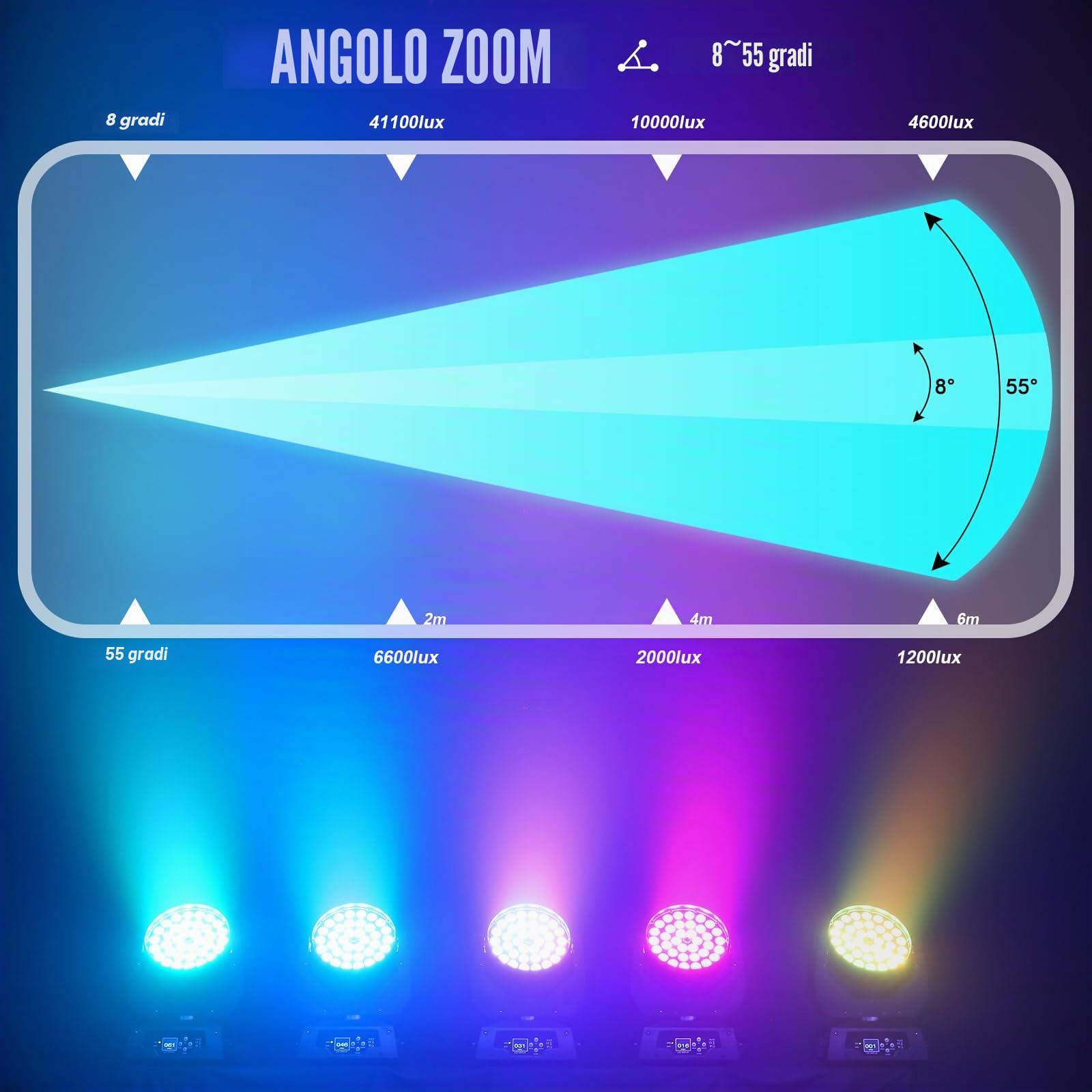 2PCS 36X10W Teste Mobili DMX512 RGBW 4 in 1 Zoom Beam Wash Effetto Luci Discoteca lluminazione palcoscenico per Professionali DJ Natale Feste Club Concerti