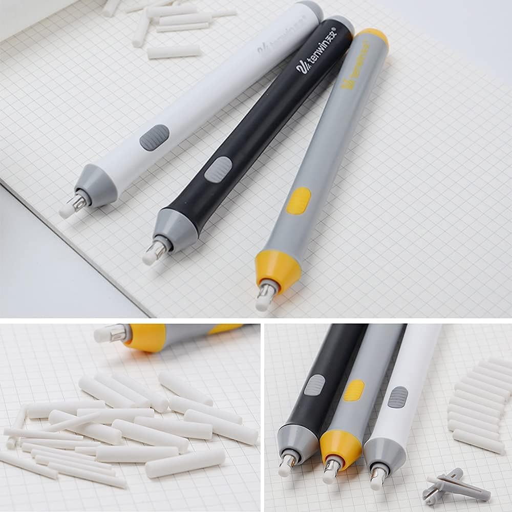 RUZARTH Electric Eraser Kit with 22 Refills (2.3mm & 5mm Sizes) | Precision Automatic Pencil Eraser for Artists, Students & Designers | Battery Operated Eraser Pen for Sketching, Drafting & Drawing 3