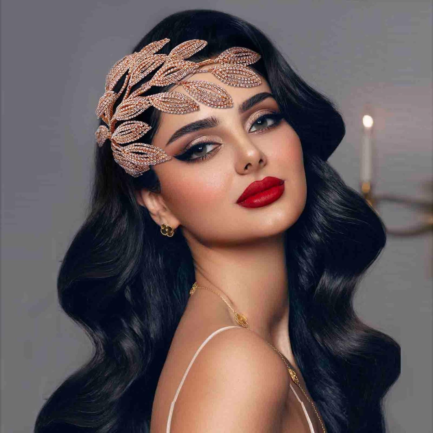 azaleas Bride Wedding Headband, Wedding Rhinestone Bridal Hair Comb,Rhinestone Bridal Bridesmaid Hair Clips Accessories (Gold)