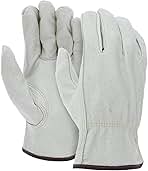 ATERET 12 Pairs X-Large Heavy Duty Durable Cowhide Leather Work Gloves I Driver Gloves for Truck Driving, Warehouse, Gardening, Farming