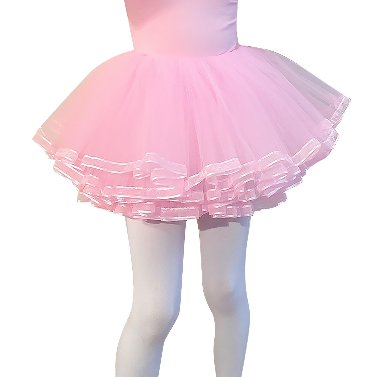 Little Girls Pompoms Skirt Elastic Waist Tulle Tutu Short Dress Holidays Skirt Carnival Skirt Mini Skirts (Pink, M)