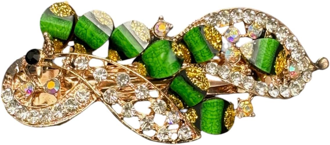 Kàllos1 Pack Green Hair Barrettes, Rhinestone Adorned Glamour, Bridal Hair Clips, and Headpieces for Timeless Allure for women. (Green)