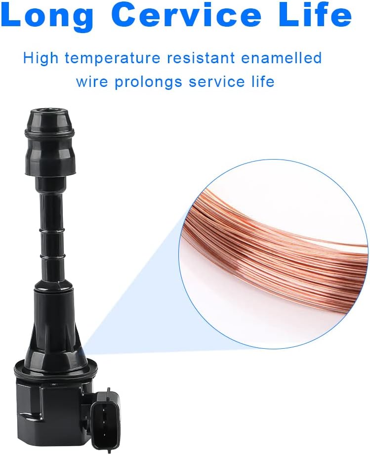 JDMON Ignition Coil Pack Compatible with Infiniti FX35 2003-2008,G35 2003-2007,M35 2006-2008,Nissan 350Z 2003-2006 3.5L Replaces UF401 22448-AL61C 6734025 C1439 GN10246