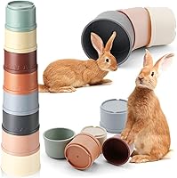 Iffitya 8PCS Colorful Stacking Cups Bunny Toys - Nesting Rabbit Guinea Pig Toys for Food Hiding, Play & Enrichment