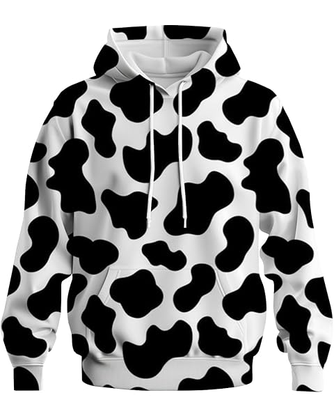 Novelty Long Sleeve Hoodie Funny Fashion Cow Graphic Sweatshirts