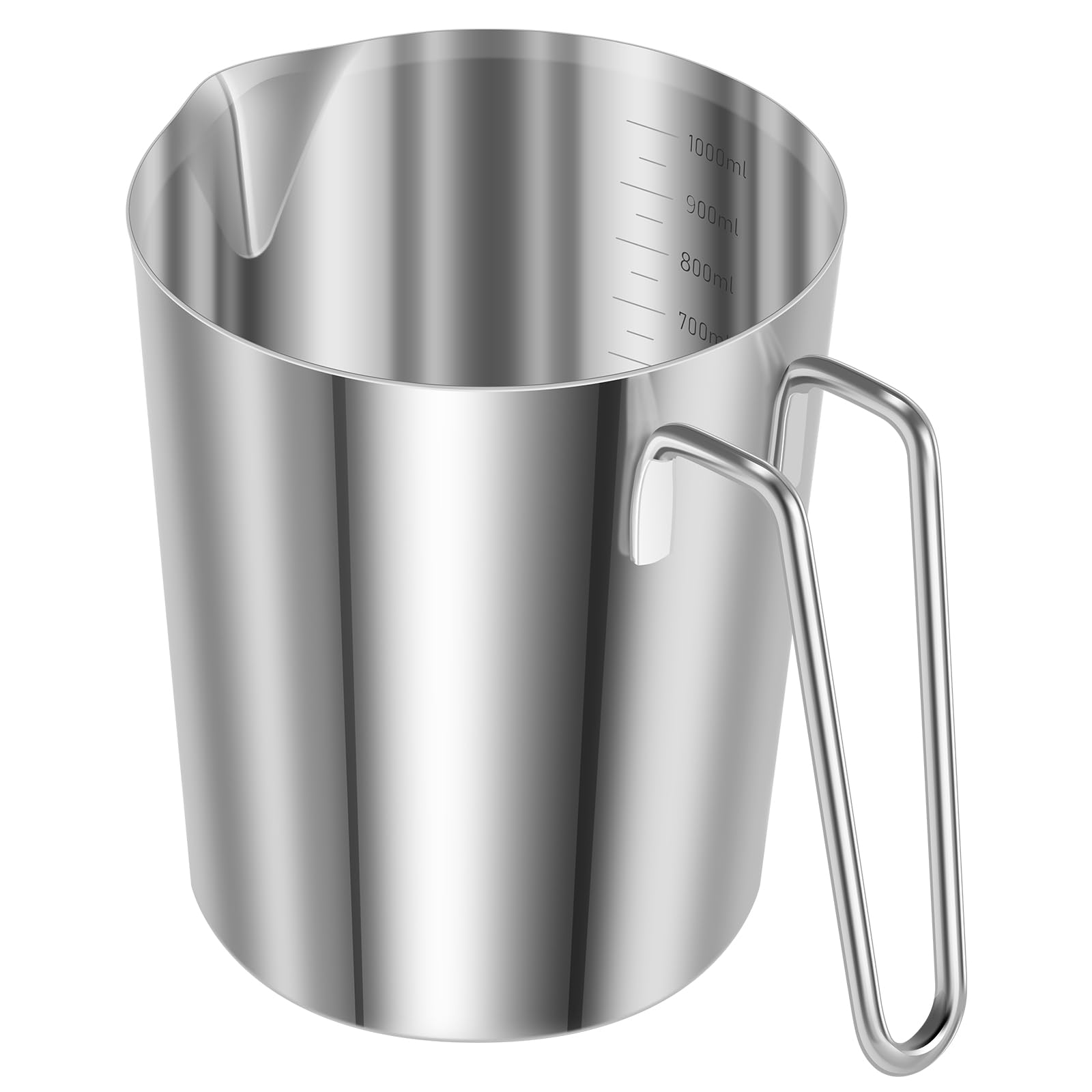Stainless Steel Measuring Jug with Handle and Pour Spout, Milk Frothing Pitcher with Clear Marking Large Mouth Stainless Steel Milk Coffee Jug for Kitchen Bar Cafe Baking Frothing Espresso (1000ml)