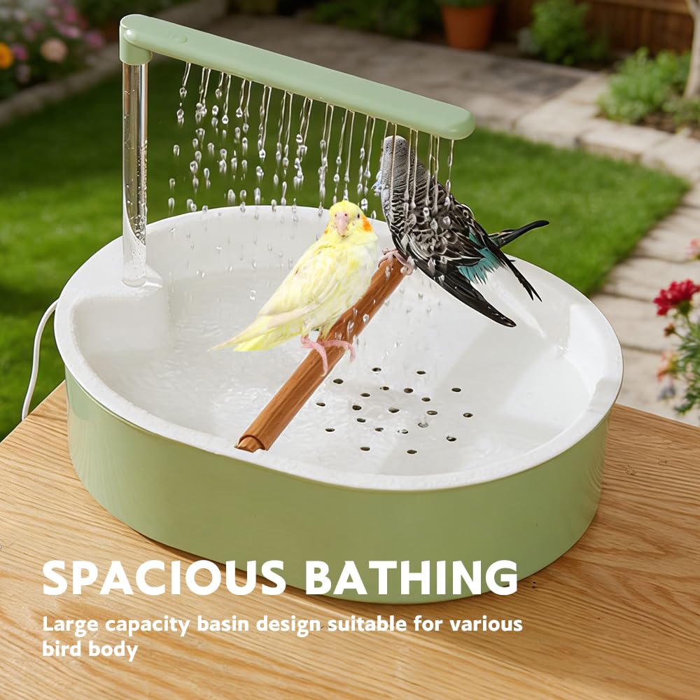 Vogel Badehaus Badewanne, Vogeldusche Wellensittich, USB Stromschleife Vogeltränke Balkon mit Umwälzsystem, Multifunktionaler Vogeldusche, für Unzertrennliche,Wellensittiche