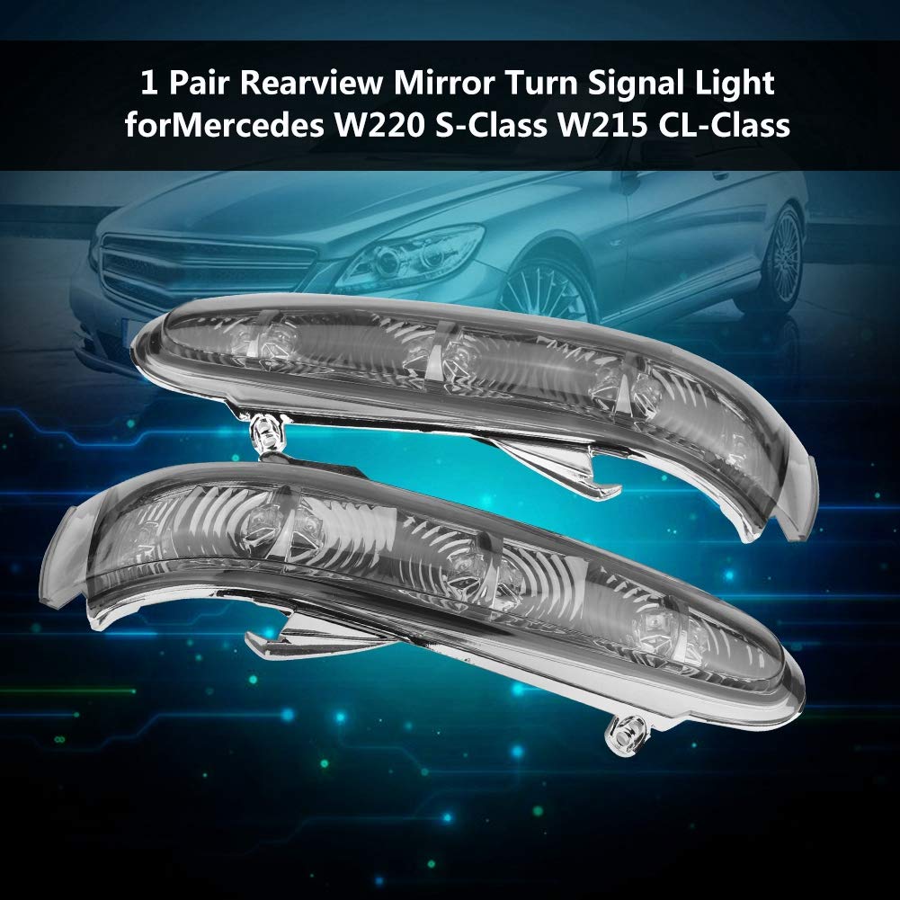 Akozon Espejo retrovisor 1 par de luces intermitentes para W220 Clase S W215 Clase CL
