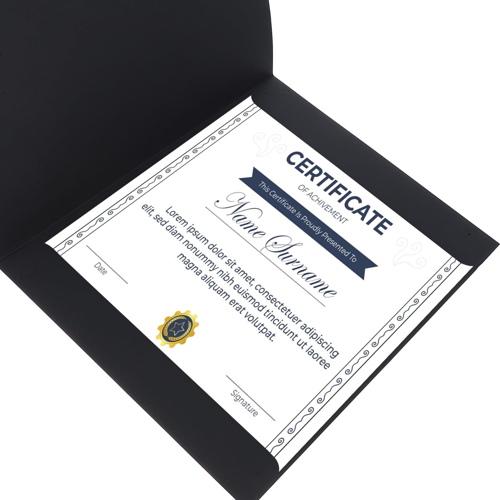 MAGICLULU Fundas para Certificados de Papel Negro 10 Unidades Portadiplomas y Soportes para Documentos Cubiertas Protectoras para Diplomas y Premios Uso Oficina y Presentación Formal
