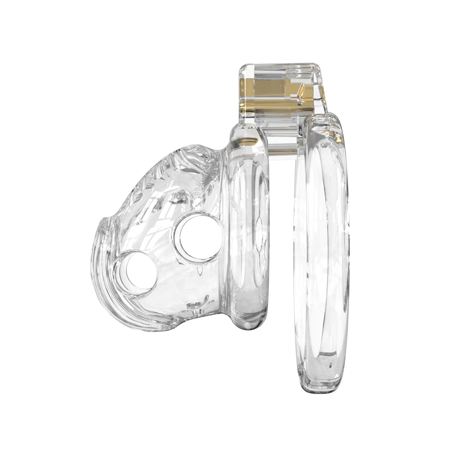 Cage de Chasteté en Silicone Chastity Cage avec 6 Anneaux de Tailles Différentes Sex Toýs Homme Cage à Pénis avec Cathéter et Serrure Cage Chastetée pour Immobiliser le Pénis (Transparent,S)