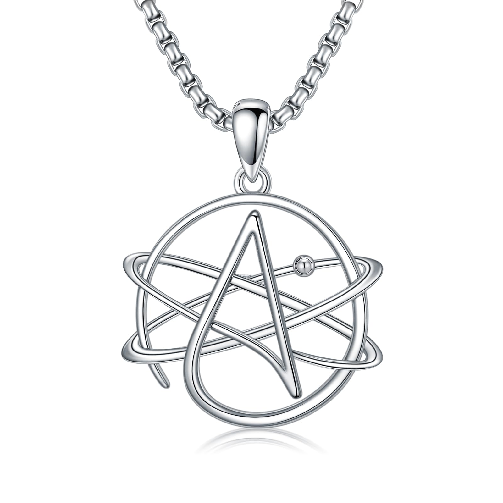 Collana da uomo con ciondolo a forma di croce in argento Sterling 925, San Cristofo/chiodo/ateo/Allah/Yahweh, con protezione amuleto gioielli per il marito, 25,8 mm x 28,8 mm, Argento