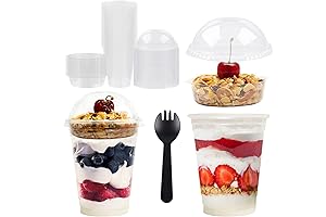 Disposable Yogurt Parfait Cups with Lids and Inserts