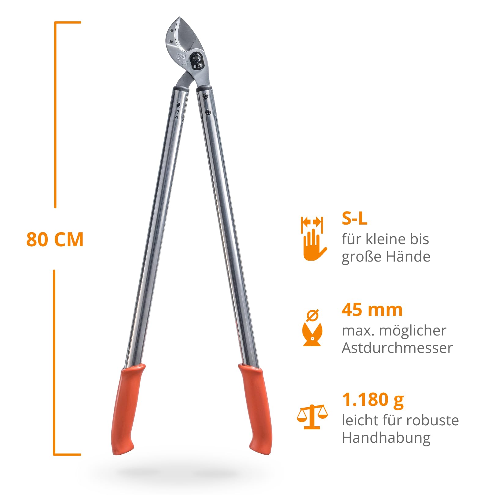 Original LÖWE 22 Profi Amboss Astschere 22.080 antihaftbeschichtet Stahlklinge mit Präzisionsschliff - scharfe und leichte Baumschere ideal zum Schneiden von Ästen Zweigen Bäumen Sträuchern, 80 cm