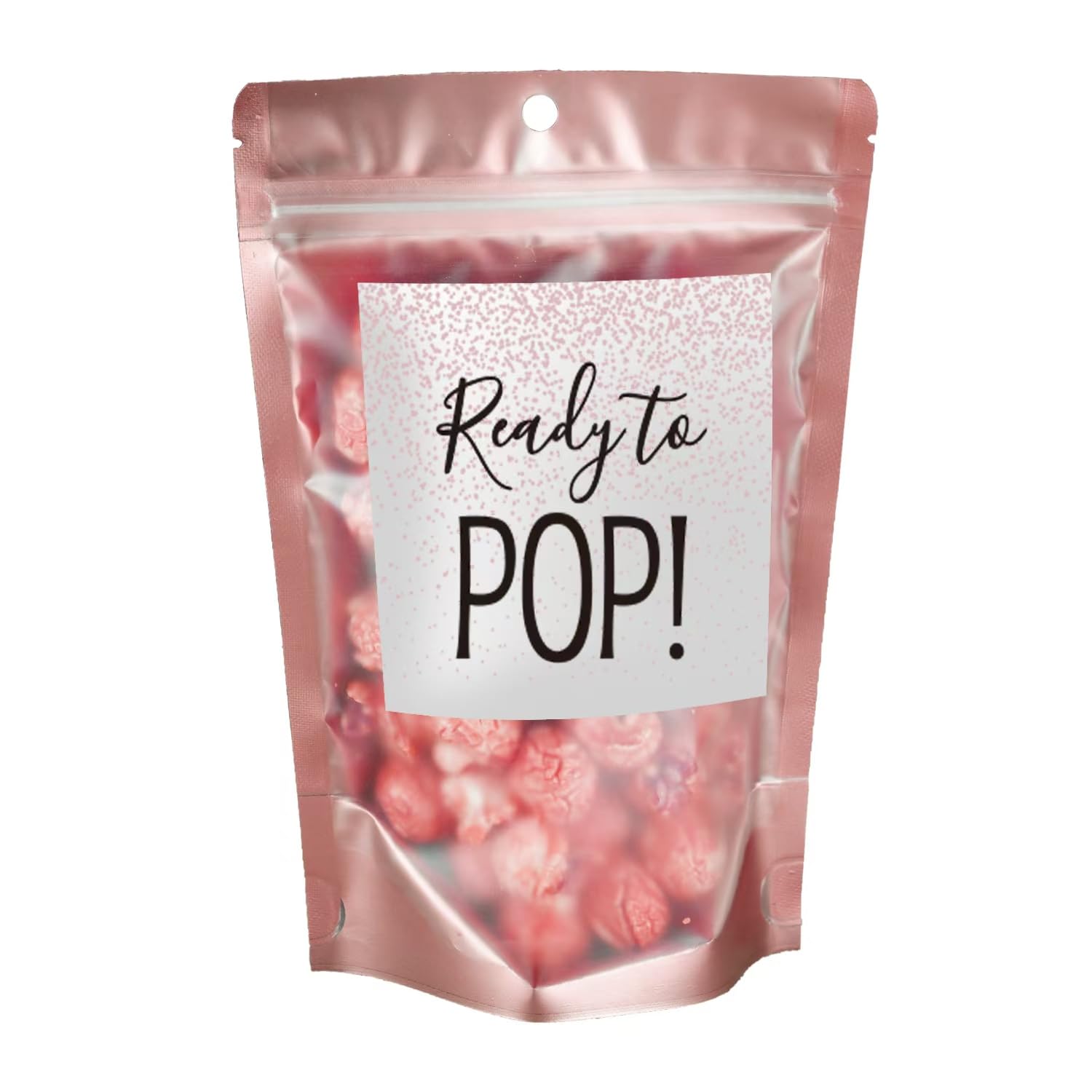 Puremigo 50 Pack Luxury Ready Pop Popcorn Bags Baby Shower, Pink Popcorn Holder, Stand up Zip Pouches Treat Bags, Baby Shower Favors, 5.5 x 7.7 x