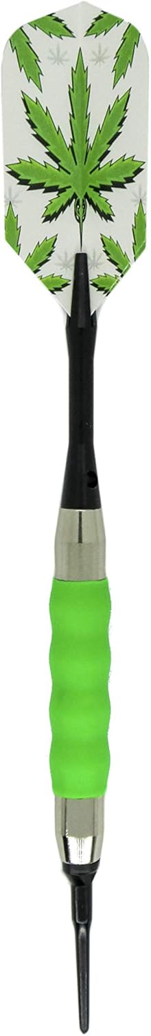 sure grip Viper Green Soft Tip Darts with Dart Case & Accessories Choice of Flights 16 or 18 Grams (Pot Leaves Slim, 18g)