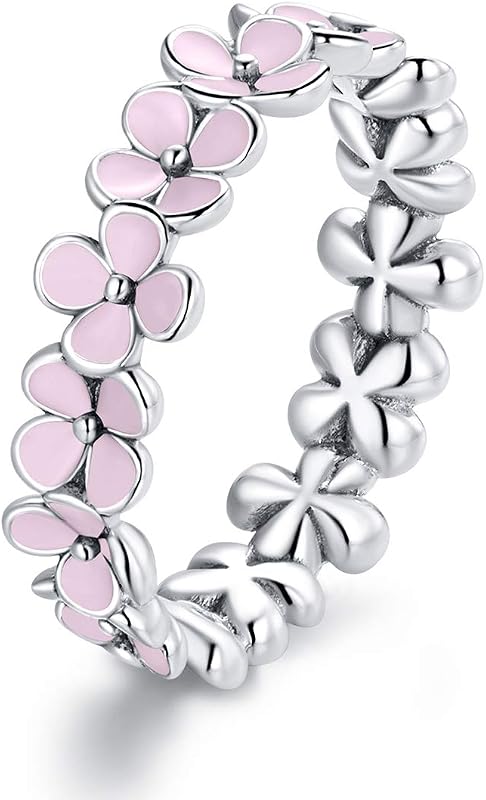 MUNDELL Dainty Daisy Rings Anillos de dedo de flores de plata para mujeres Anillos de promesa apilables Joyería fina