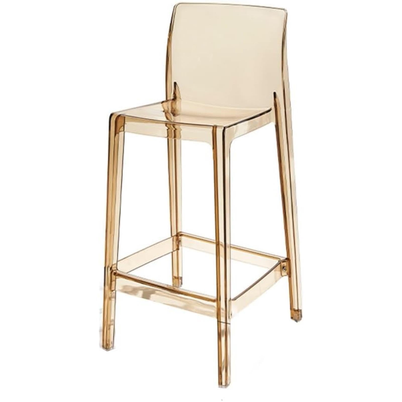 Sgabello da Banco in Acrilico Moderno, Sedia da Bar Alta Trasparente per Cucina, Sala da Pranzo, Soggiorno E Pub, Sgabello in Plastica Trasparente con Telaio Robusto (Amber 44 * 49 * 104cm)