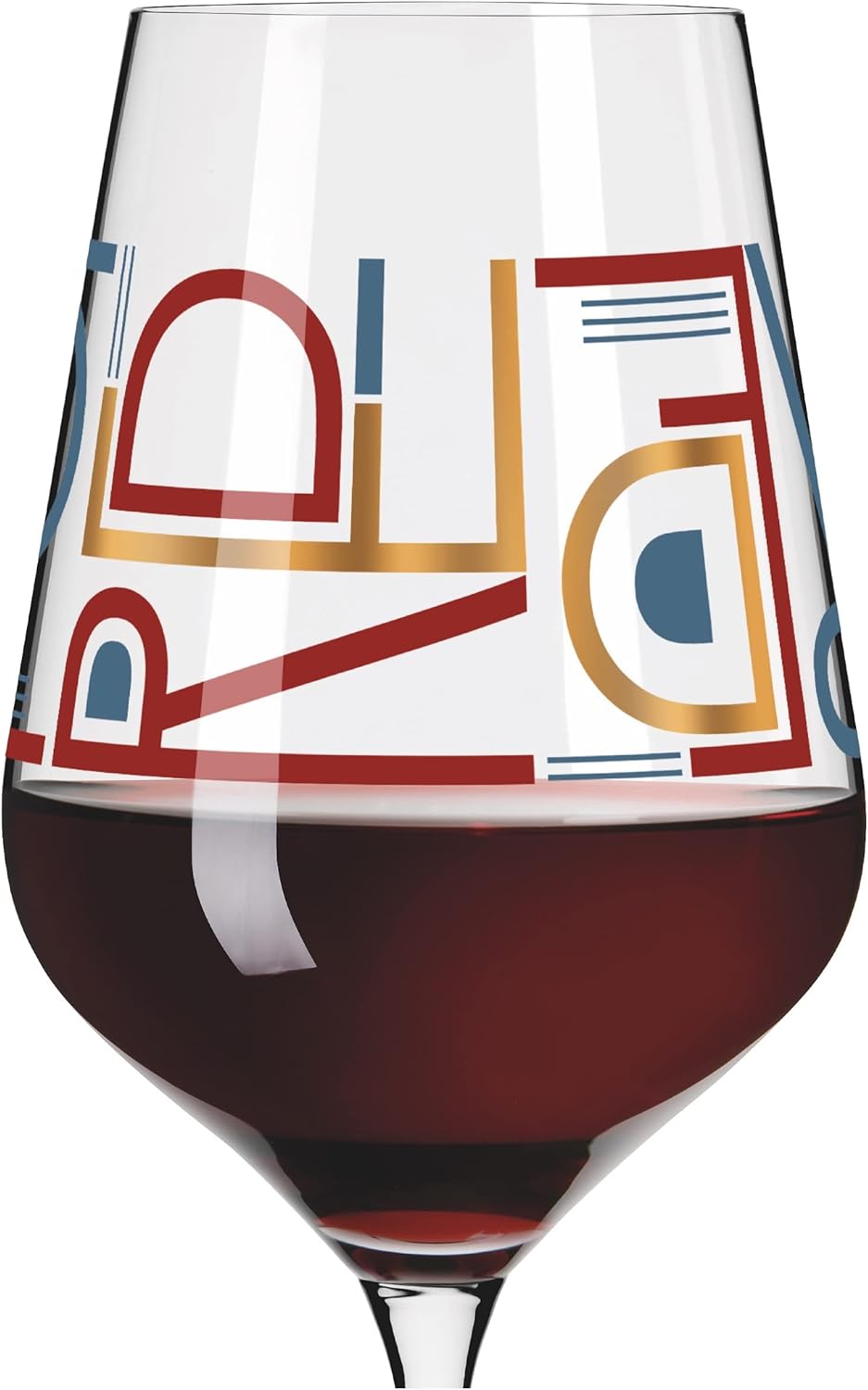 RITZENHOFF 3001010 Red Wine Glass 500 ml - Series Heart Crystal No. 10 - Glass with Letter Motif, Rose Gold - Made in Germany