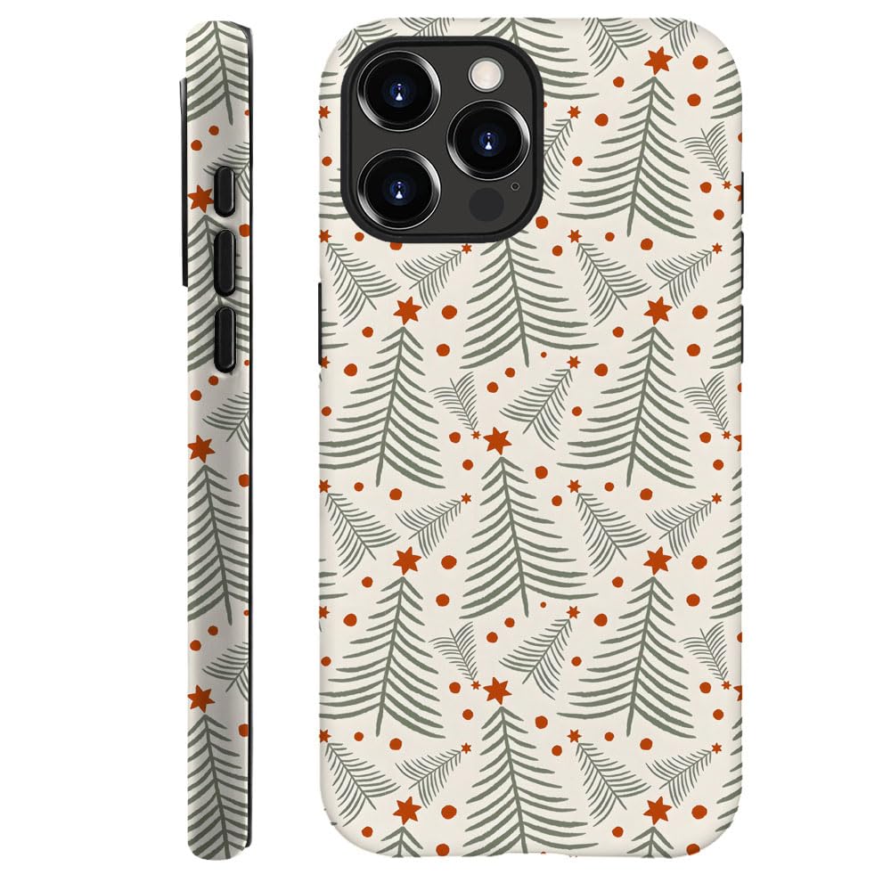 Generic Compatible with for iPhone 12 Pro,Green Red Christmas Tree Star Phone Case for Girl Women Boy Men,Scratch Resistant Shockproof Cover Case for