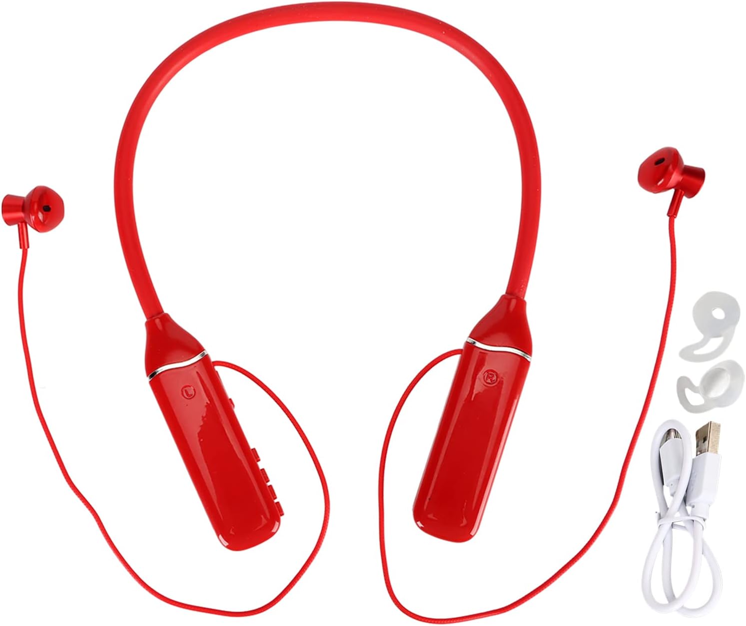 Jectse Neckband Bluetooth Headphones, RGB Backlight, 14mm Drivers, BT 5.3, Red - Image 7