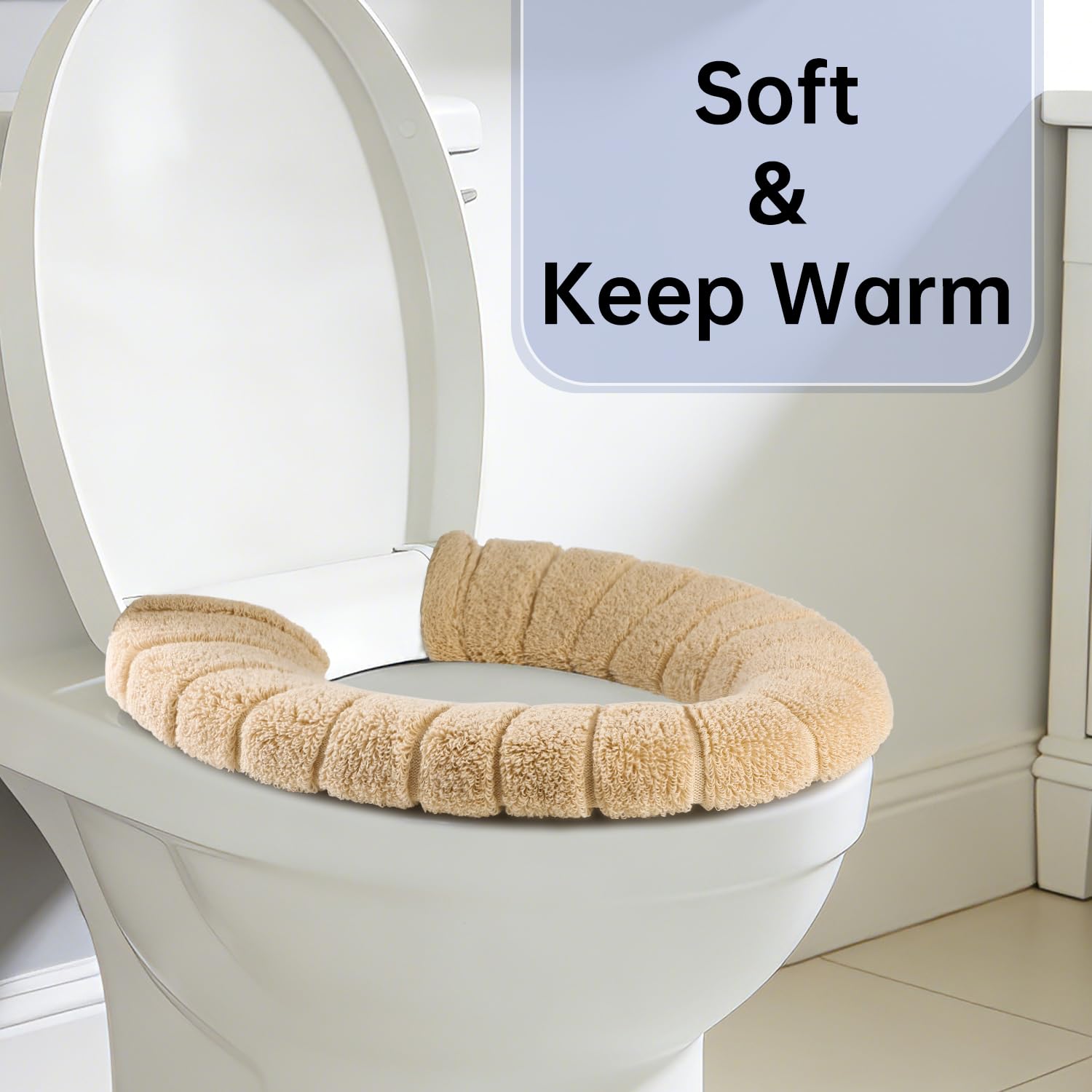 Zachte Badkamer Warmer Handvat Toiletbril Cover Pad, Dikker Rekbaar Wasbaar Past Op Alle Ovale Toiletbrillen 4 Stuks