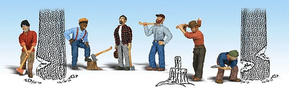 Woodland Scenics HO Scale Scenic Accents Figurki/Ludzie Zestaw Lumberjacks (6) by Woodland Scenics