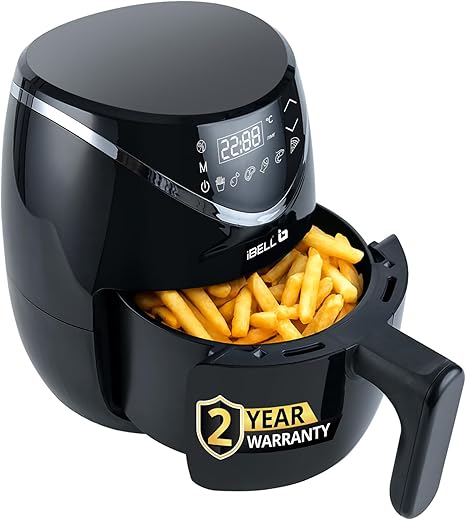 iBELL 3.2L Air Fryer For Home |800W, Feather Touch Control, 6 Preset Cooking Modes, Adjustable Temperature, One Basket with Steam Rack, Oil-Free…